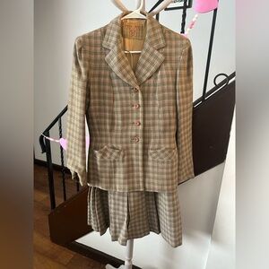 Vintage Scottish Wool Peck & Peck Multicolor Plaid Blazer and Skirt Set